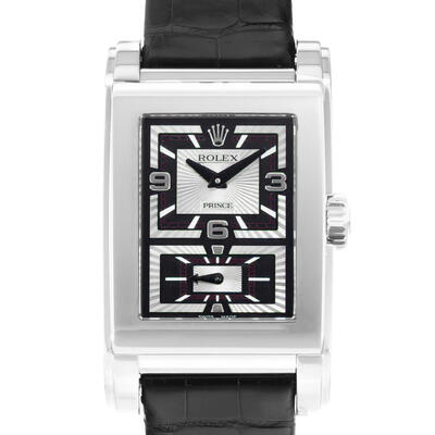 Pre-owned Rolex Cellini Prince Hand Wind Black Dial Mens Watch Model 5443 (black, arb24210)
