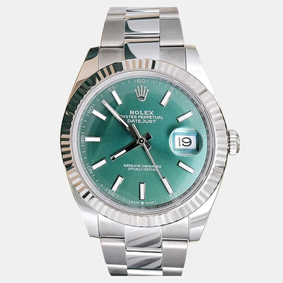 Rolex Datejust 126334, Automatic Mint Green Dial, 18K White Gold Men's Watch 41mm 1200663 (green, arb24221)