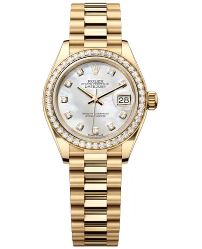 New Authentic Rolex Lady Datejust 28 Mother of Pearl Dial with Diamond Bezel - Article m279138rbr-0015 (arb24267)