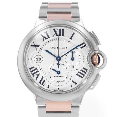 Pre-owned Cartier Ballon Bleu 44Mm Chronograph Automatic Silver Dial Mens Watch W6920063 (arb24283)