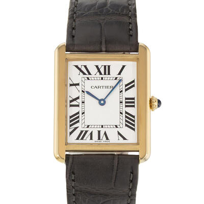 Pre-owned Cartier Tank Solo Mens Quartz Silver Dial Watch W5200004 (black, arb24284)