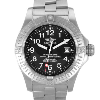 Pre-owned Breitling Avenger Seawolf Automatic Chronometer - Grey Titanium Case with Black Dial E17370 (black, arb24292)