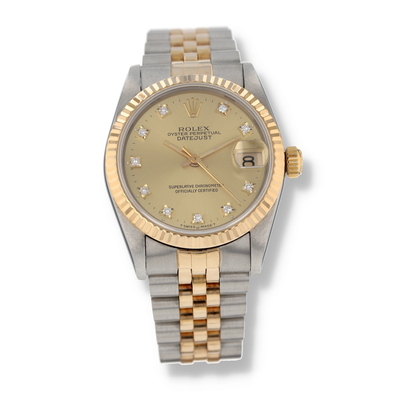Pre-owned Rolex Datejust Automatic Chronometer Diamond Champagne Dial Ladies Watch, Ref. 68273 CDJ (beige, arb24300)