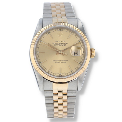Pre-Owned Rolex Datejust Automatic Chronometer - Champagne Dial Unisex Watch Ref 16233 CSJ (beige, arb24306)