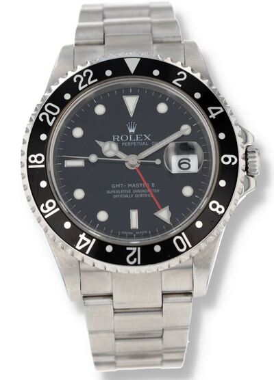 Pre-Owned Rolex Gmt-Master II 16710BKSO Mens GMT Automatic Chronometer Black Dial Watch (black, arb24309)