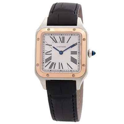 Cartier Santos-Dumont Quartz Satin-brushed Silver Dial Unisex Watch W2SA0038 (black, arb24314)