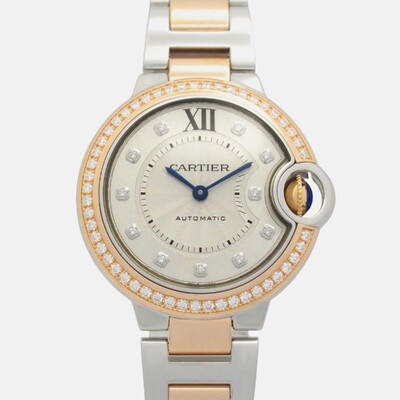 Cartier Ballon Bleu WE902077 Automatic Silver Rose Gold Women's Watch 1203391 (arb24325)