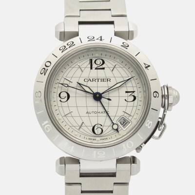 Cartier Pasha C GMT Meridian W31078M7 Automatic Silver Stainless Steel Men's Wristwatch 1203385 (arb24328)