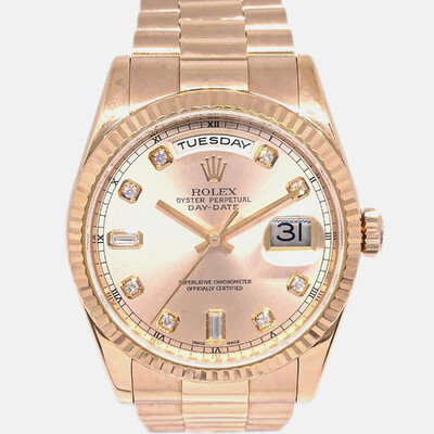 Rolex Day-Date 118235 Automatic Gold Rose Gold Diamond Women's Wristwatch 1193896 (pink, arb24333)