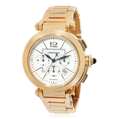 Pre-owned Cartier Pasha De Cartier Chronograph Automatic Silver Dial Mens Watch W30201H9 (blue, arb24357)