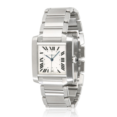 Pre-owned Cartier Tank Francaise W51002Q3 Men's Watch Silver Dial (arb24359)