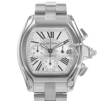 Pre-owned Cartier Roadster Chronograph Automatic Silver Dial Mens Watch W62019X6 (black, arb24363)