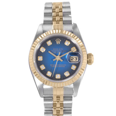 Pre-owned Rolex Datejust 26 Automatic Chronometer Diamond Blue Dial Ladies Watch Ref. 69173 BLDJ (blue, arb24381)