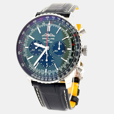 Navitimer AB0137241L1P1 Automatic Stainless Steel Men's 46mm Green Dial Watch with Slide Rule Breitling 1204711 (green, arb24432)