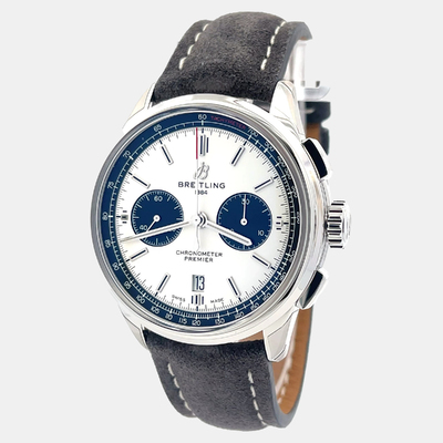 Breitling Premier AB0118221G1X2 - Silver Stainless Steel Automatic Chronograph for Men 1204695 (arb24440)
