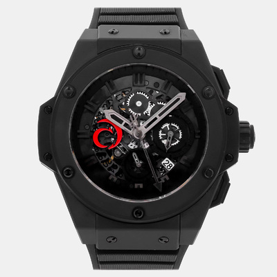 Pre-Owned Aero King Power All Black Chronograph Hublot Watch - Model AGI10 1204392 (black, arb24456)