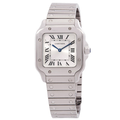 Cartier Santos Small Model WSSA0082: Luxury Analog Quartz Watch with Silver Dial (blue, arb24316)