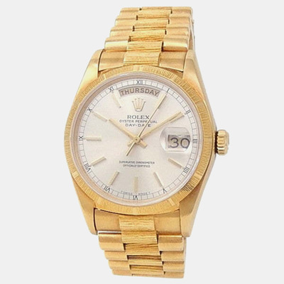 Rolex Day Date 18078 Men's Watch Yellow Gold Silver Dial Automatic Chronometer Movement 1205398 (arb24477)