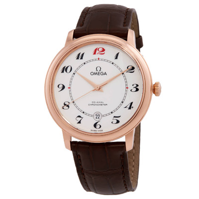 Omega De Ville Prestige 424.53.40.20.04.004 Men's Chronometer White Dial Automatic Red Gold & Brown Leather Watch (brown, arb24516)