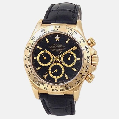 Rolex Cosmograph Daytona 16518 Automatic Black Dial 18K Yellow Gold Chronograph Men's Watch 1205430 (black, arb24536)