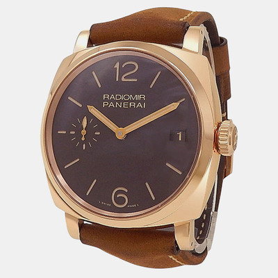 Panerai Radiomir PAM00515 Manual Winding Brown 18K Rose Gold Men's Wristwatch 1206082 (brown, arb24565)