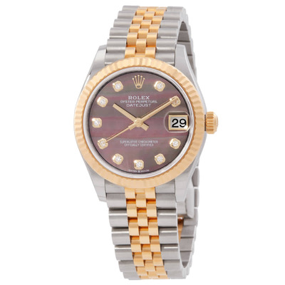 Rolex Datejust 31 Automatic Diamond Black Mother Of Pearl Dial Ladies Watch AR#278273BKDJ (black, arb24610)