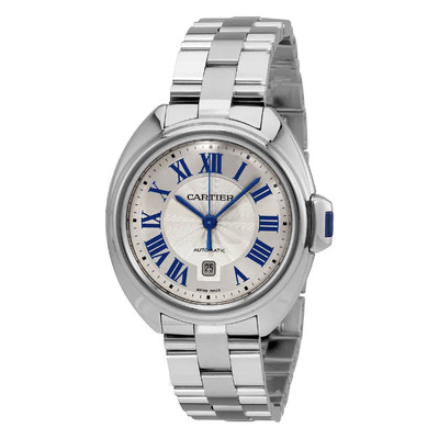 Cle Automatic Silver Dial Ladies Watch WSCL0005 Cartier (blue, arb2267)