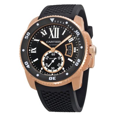 Pre-owned Cartier Calibre de Cartier Diver Black Dial Mens Watch W7100052 (black, arb3004)