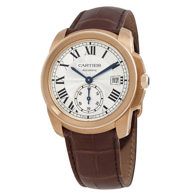 Cartier Calibre Silver Dial 18k Pink Gold Mens Watch WGCA0003 (black, arb2262)