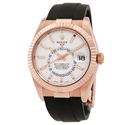Rolex Sky-Dweller Automatic Chronometer Mens Watch 18kt Rose Gold White Dial Ref.326235WSR (black, arb24651)