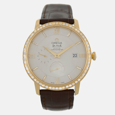 Omega De Ville 424.58.40.21.52.001 Automatic Silver, 18K Yellow Gold Men's Wristwatch 1207125 (arb24662)
