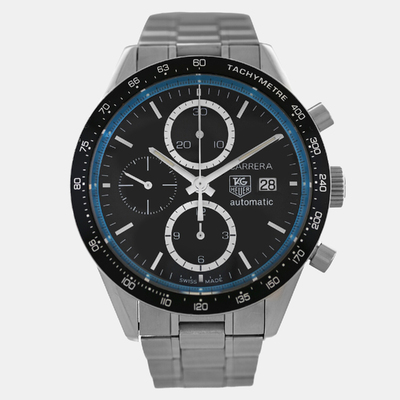 Tag Heuer Carrera CV201X: Pre-owned Automatic Mens Watch in Black SS 1207257 (black, arb24666)