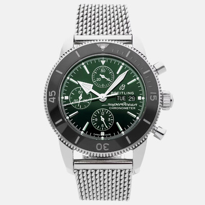 Pre-Owned Chronograph Breitling Super Ocean Heritage II A13313121L1A1 Serial 1207184 (green, arb24685)