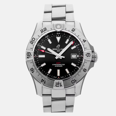 Pre-Owned Breitling Avenger GMT A32320101B1A1 Black Automatic Stainless Steel Men's Wristwatch 44 mm 1207196 (black, arb24686)