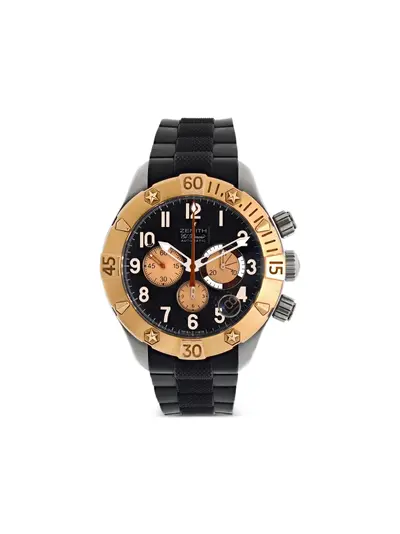 Zenith El Primero 31898838, Black Rose Gold Round Face Chronograph (arb24547)