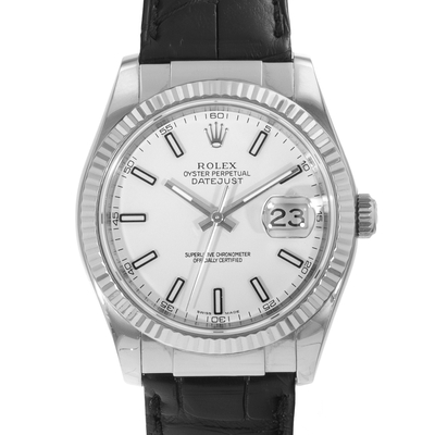 Pre-owned Rolex Datejust 36 Automatic Chronometer White Dial Mens Watch Ref. 116135 116139 WSL (black, arb24709)