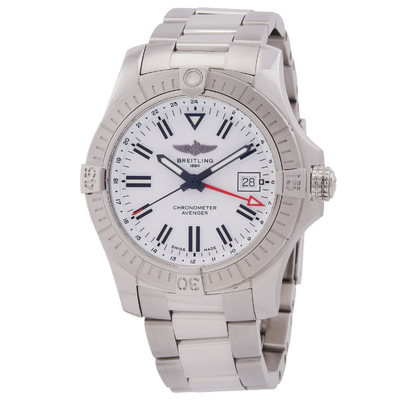 Pre-owned Breitling Avenger Automatic Chronometer White Dial Mens Watch A32397101A1A1 Swiss Made (arb6449)