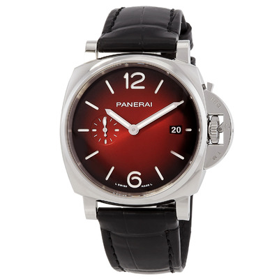Pre-owned Panerai Luminor Due 42mm Automatic Burgundy Dial Mens Watch PAM01424 (black, arb24724)