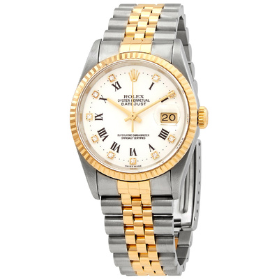 Pre-owned Rolex Datejust Automatic Diamond White Dial Mens Watch 16233WRJ (arb24773)