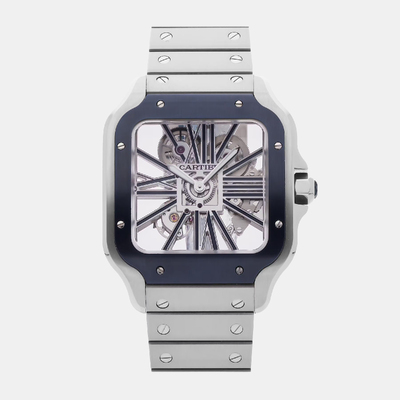 Cartier Santos de Cartier Manual Winding Silver Stainless Steel Men's Wristwatch (WHSA0026) 1159803 (arb24784)