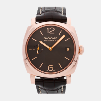 PAM 515 Radiomir 1940 Manual Winding Watch with Black Dial and Rose Gold Case Panerai 1183582 (brown, arb24785)