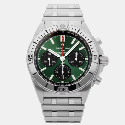 Automatic Chronograph Stainless Steel Men's Watch Breitling B01 AB0134101L1A1 (Ref. 1191213), Green Dial (green, arb24811)