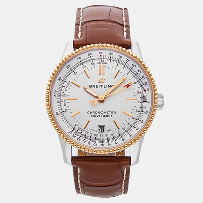Product Title: Breitling Navitimer U17325211G1P1 - White Dial, Gold Tone Bezel, Brown Leather Strap Automatic Movement 1198894 (arb24830)