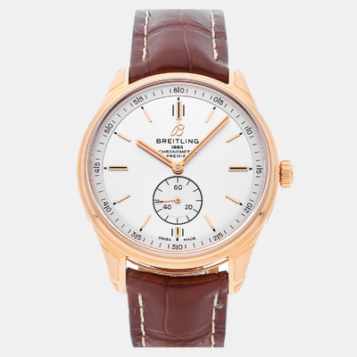 Breitling Premier R37340351G1P1 - Automatic White Dial, 18k Rose Gold Men's Watch 1198891 (arb24831)