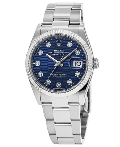 Rolex Datejust 36 M126234-0058, Blue Fluted-Motif Diamond Dial Women's Watch (blue, arb12086)