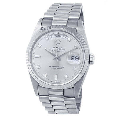 Pre-owned Rolex 18239SDP Men's Automatic Chronometer Silver Dial Watch 18239 SDP (arb24856)