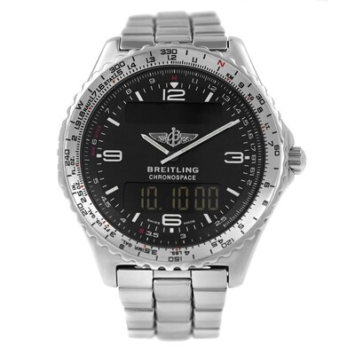 Pre-owned Breitling Chronomat Perpetual Alarm Chronograph Analog-Digital Watch - Model A56012.1 (black, arb24864)