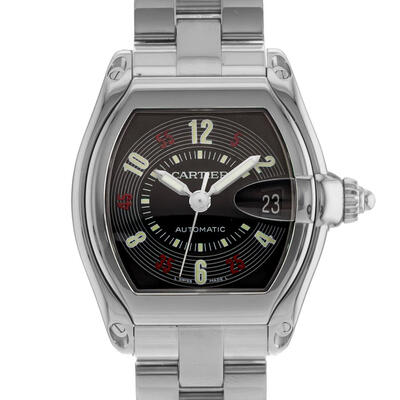 Pre-owned Cartier W62002V3 Automatic Mens Black Dial Roadster Chronometer Movement (black, arb24873)