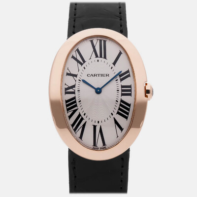 Cartier Baignoire W8000002 Manual Winding Silver 18k Rose Gold Women's Watch 1204842 (arb24889)