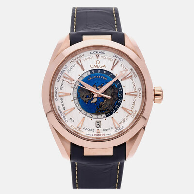 Used Omega Seamaster Aqua Terra 220.53.43.22.02.001 Automatic Silver 18k Rose Gold Men’s Wristwatch 1208238 (blue, arb24912)